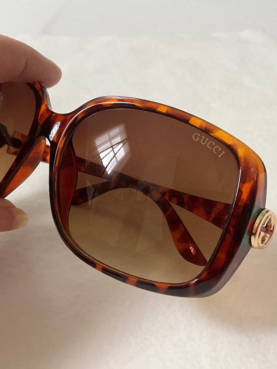 GUCCI Web GG Oversized Square Frame Sunglasses Tortoise Brown main image 6
